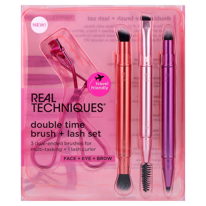 Real Techniques, Double Time Brush + Lash Set, 4 Piece Set