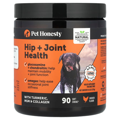Pet Honesty, Hip + Joint Health, For Adult Dogs, Chicken, 90 Soft Chews, 9.5 oz (270 g)