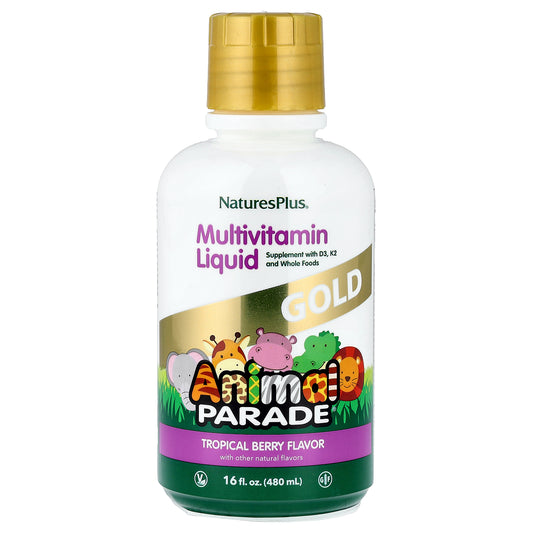NaturesPlus, Children's Animal Parade Gold Multivitamin Liquid, Tropical Berry, 16 fl oz (473.18 ml)