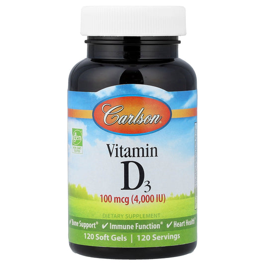 Carlson, Vitamin D3, 100 mcg (4,000 IU), 120 Soft Gels