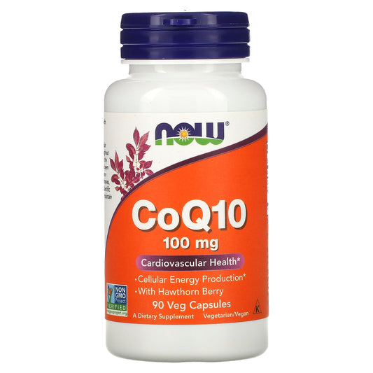 NOW Foods, CoQ10 with Hawthorn Berry, 100 mg, 90 Veg Capsules