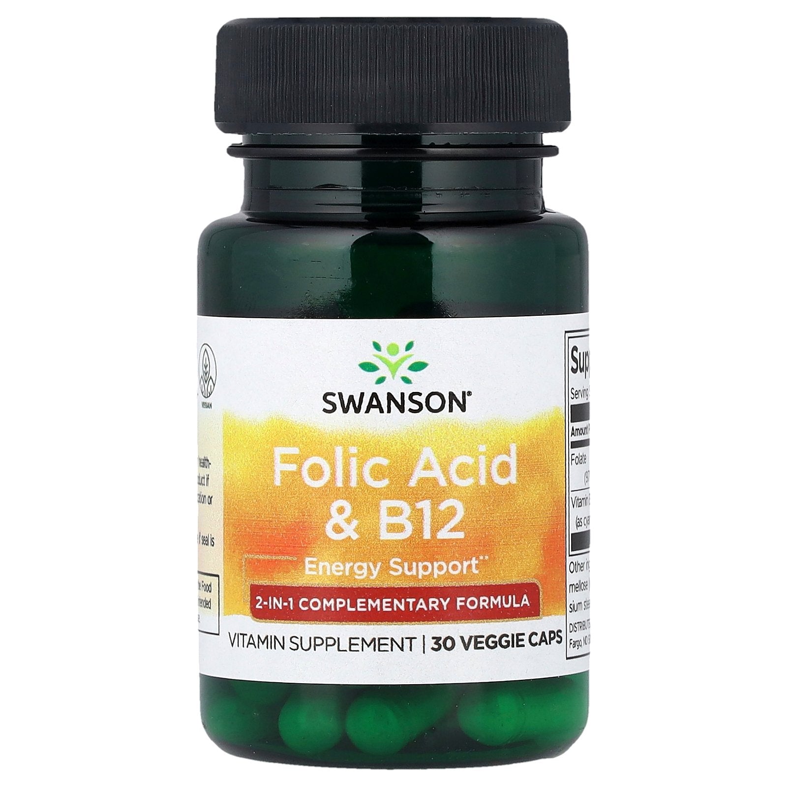 Swanson, Folic Acid & B12, 30 Veggie Caps