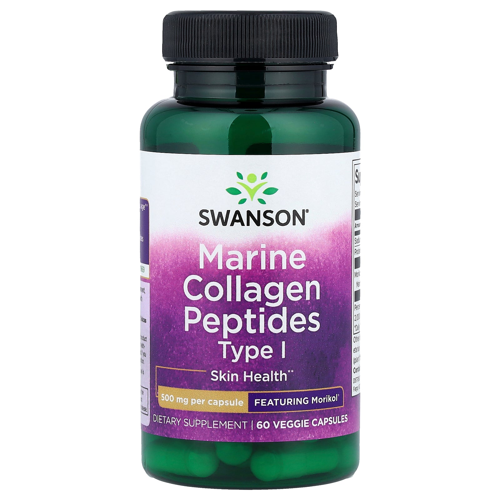Swanson, Marine Collagen Peptides Type 1, 500 mg, 60 Veggie Capsules