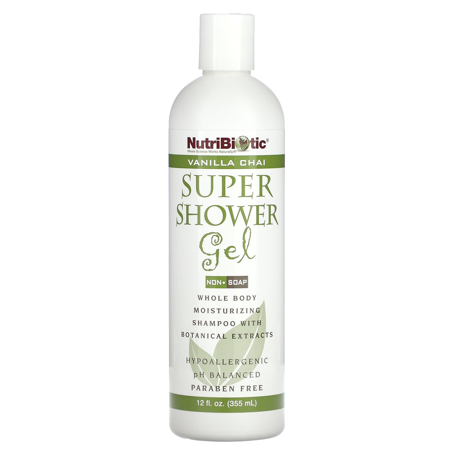 NutriBiotic, Super Shower Gel, Non-Soap, Vanilla Chai, 12 fl oz (355 ml)