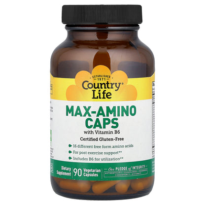 Country Life, Max-Amino Caps with Vitamin B6, 90 Vegetarian Capsules