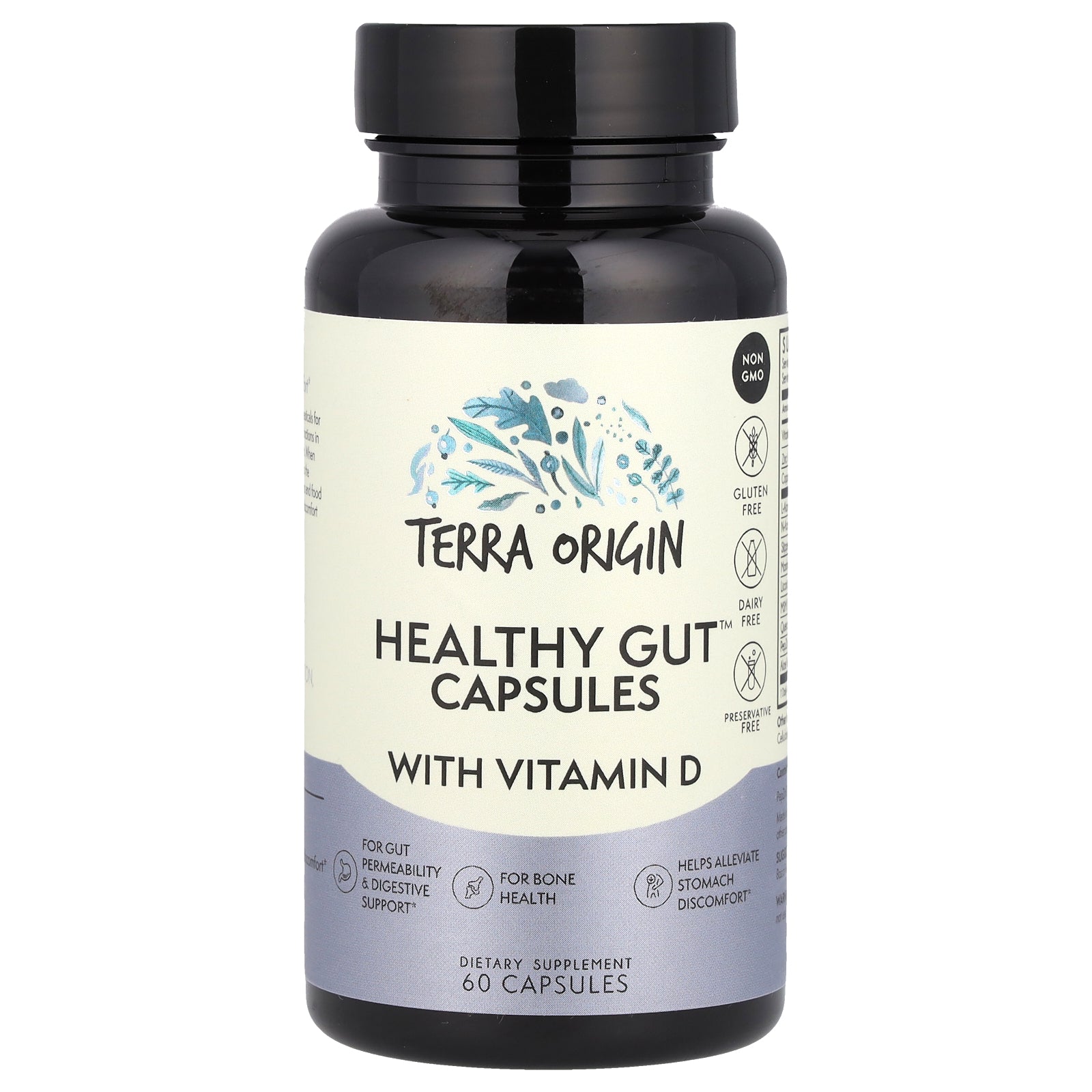 Terra Origin, Healthy Gut Capsules with Vitamin D, 60 Capsules