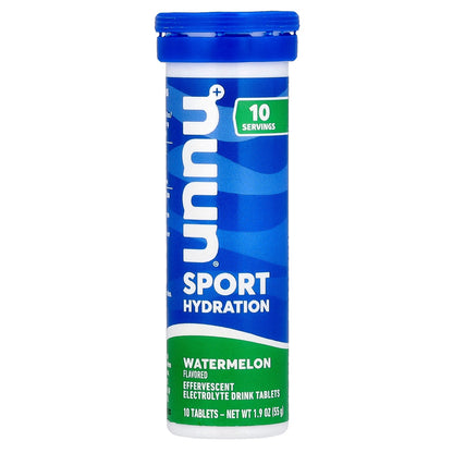 Nuun, Sport Hydration, Effervescent Electrolyte Drink, Watermelon, 10 Tablets