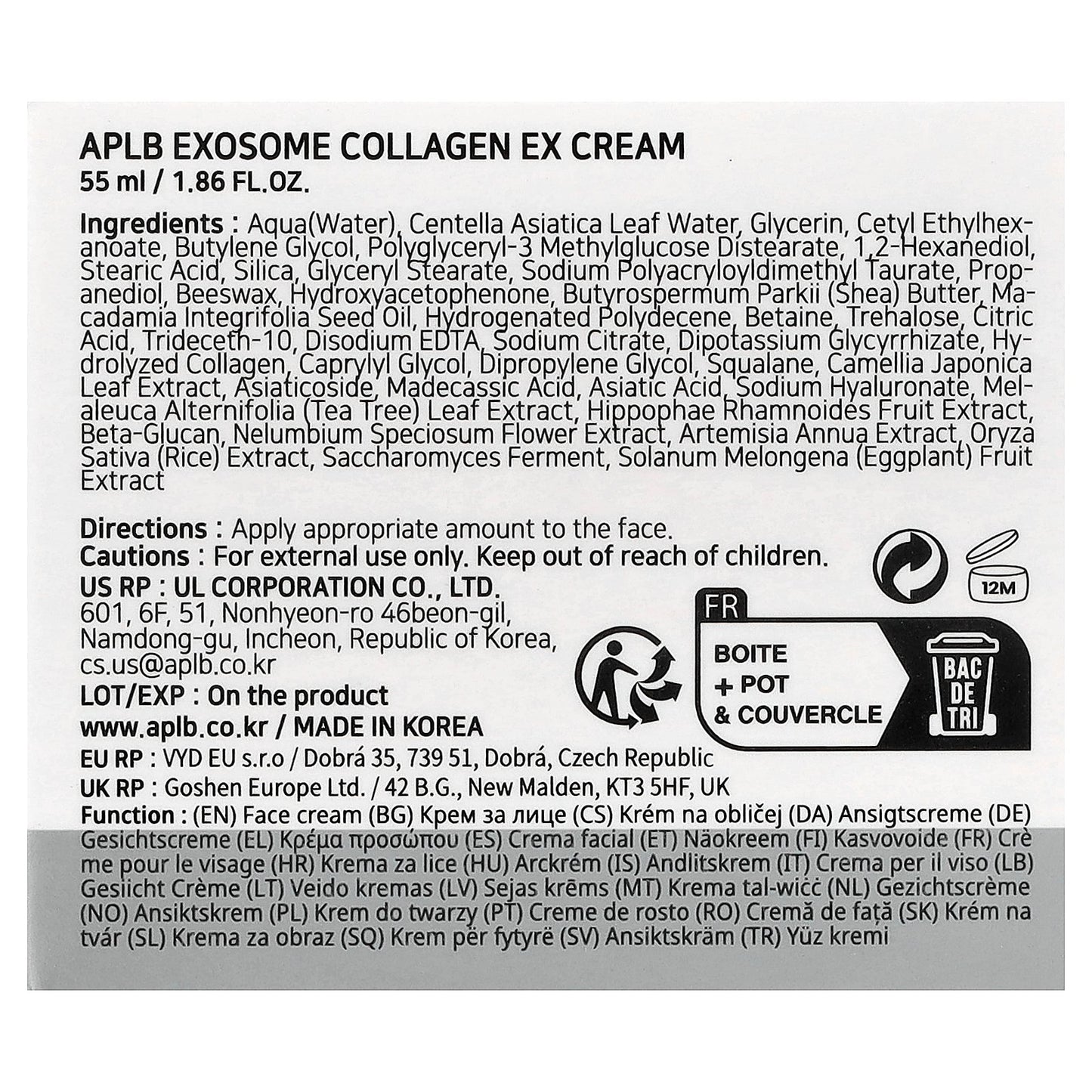 APLB, Exosome Collagen EX Cream, 1.86 fl oz (55 ml)
