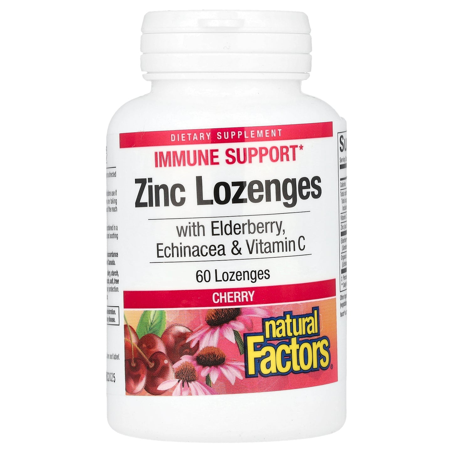 Natural Factors, Zinc Lonzenges, With Elderberry, Echinacea & Vitamin C, Cherry, 60 Lozenges