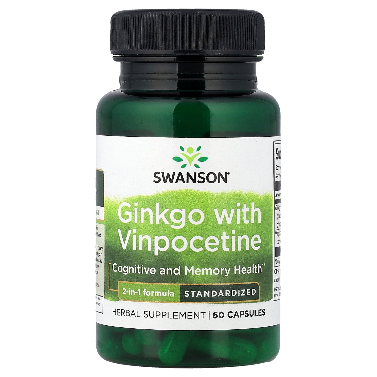 Swanson, Ginkgo with Vinpocetine, Standardized, 60 Capsules