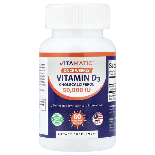 Vitamatic, Vitamin D3, 1,250 mcg (50,000 IU), 60 Vegetable Capsules