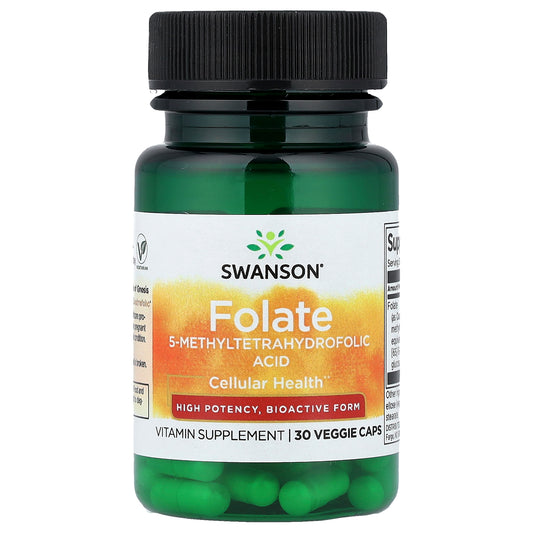 Swanson, Folate, High Potency , 30 Veggie Caps (800 mcg per Capsule)