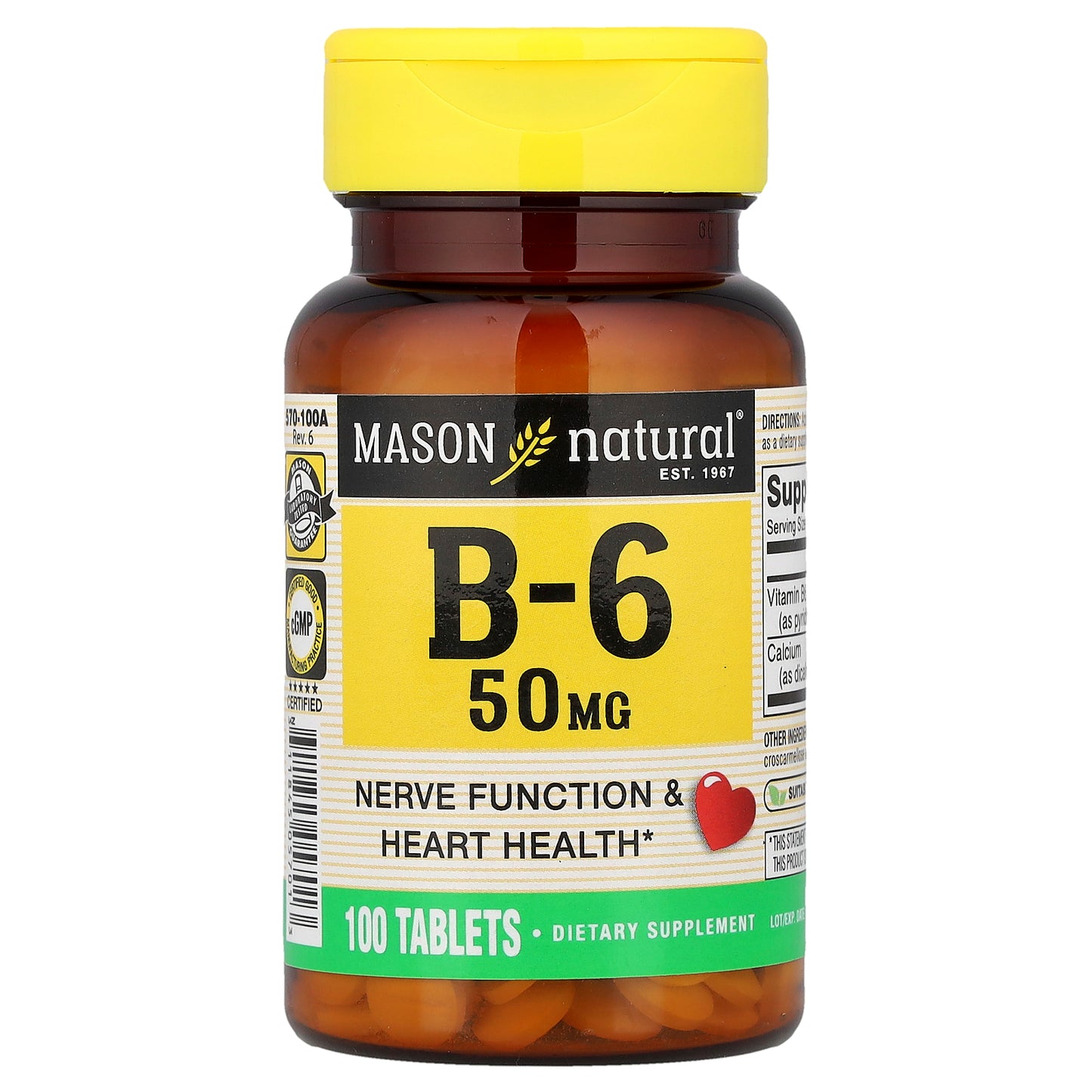 Mason Natural, Vitamin B-6, 100 Tablets