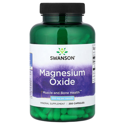 Swanson, Magnesium Oxide, 250 Capsules (200 mg per Capsule)