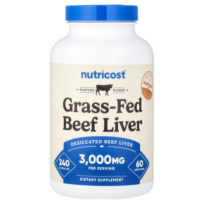 Nutricost, Grass-Fed Beef Liver, 3,000 mg, 240 Capsules (750 mg per Capsule)