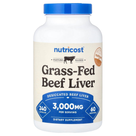 Nutricost, Grass-Fed Beef Liver, 3,000 mg, 240 Capsules (750 mg per Capsule)