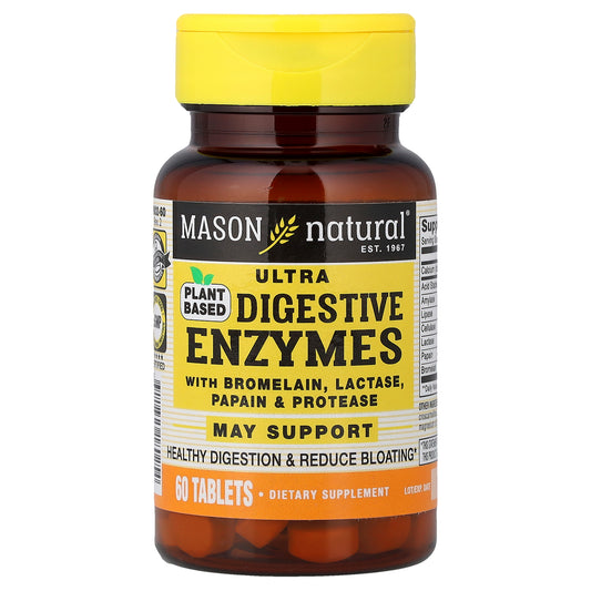 Mason Natural, Plant-Based Ultra Digestive Enzymes, 60 Tablets