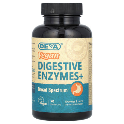 Deva, Vegan Digestive Enzymes+, 90 Vegan Caps