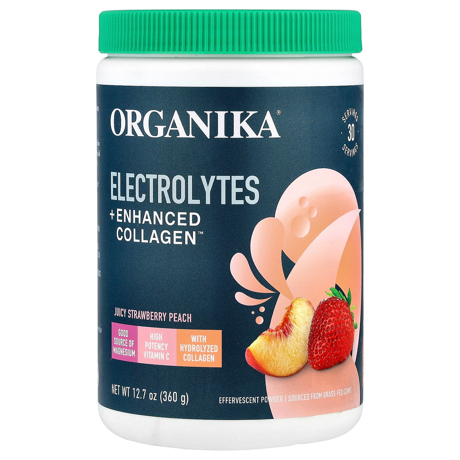 Organika, Electrolytes + Enhanced Collagen™, Juicy Strawberry Peach, 12.7 oz (360 g)