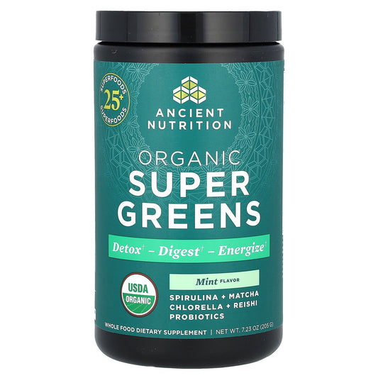 Ancient Nutrition, Organic SuperGreens, Mint, 7.23 oz (205 g)