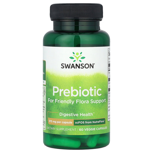 Swanson, Prebiotic For Friendly Flora Support, 750 mg, 60 Veggie Capsules (375 mg per Capsule)