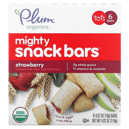 Plum Organics, Mighty Snack Bars, Tots, Strawberry, 6 Bars, 0.67 oz (19 g) Each