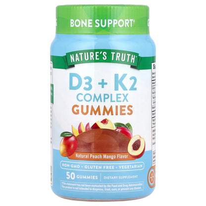 Nature's Truth, D3 + K2 Complex Gummies, Natural Peach Mango, 50 Gummies