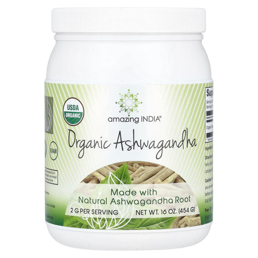 Amazing India, Organic Ashwagandha, 2 g, 16 oz (454 g)