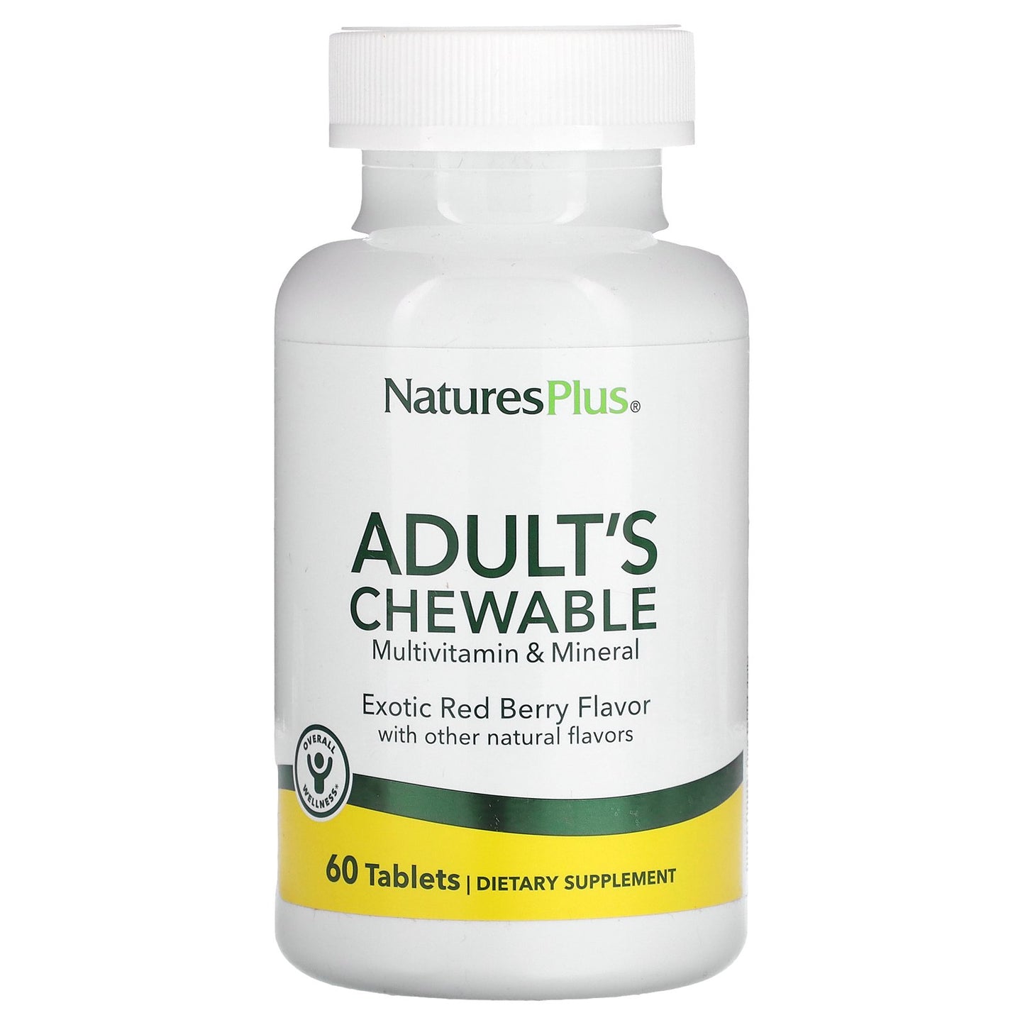 NaturesPlus, Adult's Chewable Multivitamin & Mineral, Exotic Red Berry  , 60 Tablets