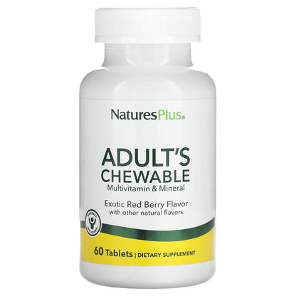 NaturesPlus, Adult's Chewable Multivitamin & Mineral, Exotic Red Berry  , 60 Tablets