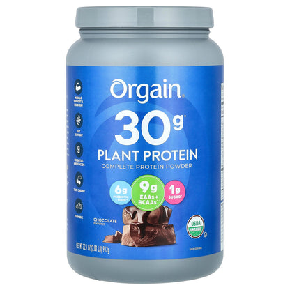 Orgain, Plant  Protein, Complete Protein Powder, Chocolate, 2.01 lb (912 g)