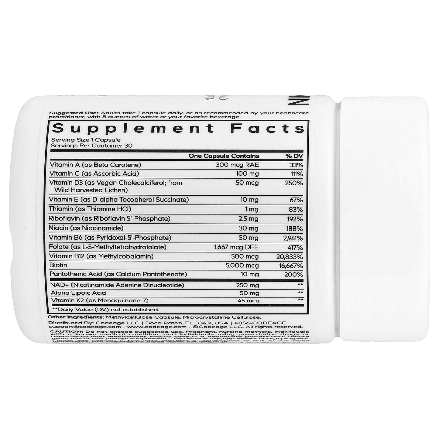 Codeage, Multivitamin NAD, External, 30 Vegetable Capsules