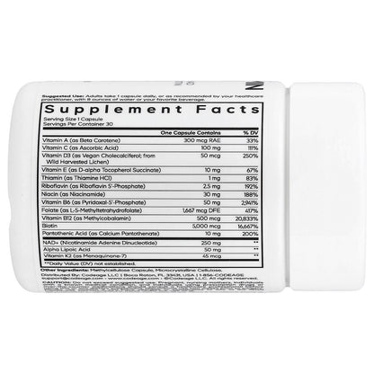 Codeage, Multivitamin NAD, External, 30 Vegetable Capsules
