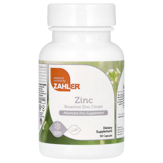 Zahler, Zinc, Bioactive Zinc Citrate, 90 Capsules (50 mg per Capsule)