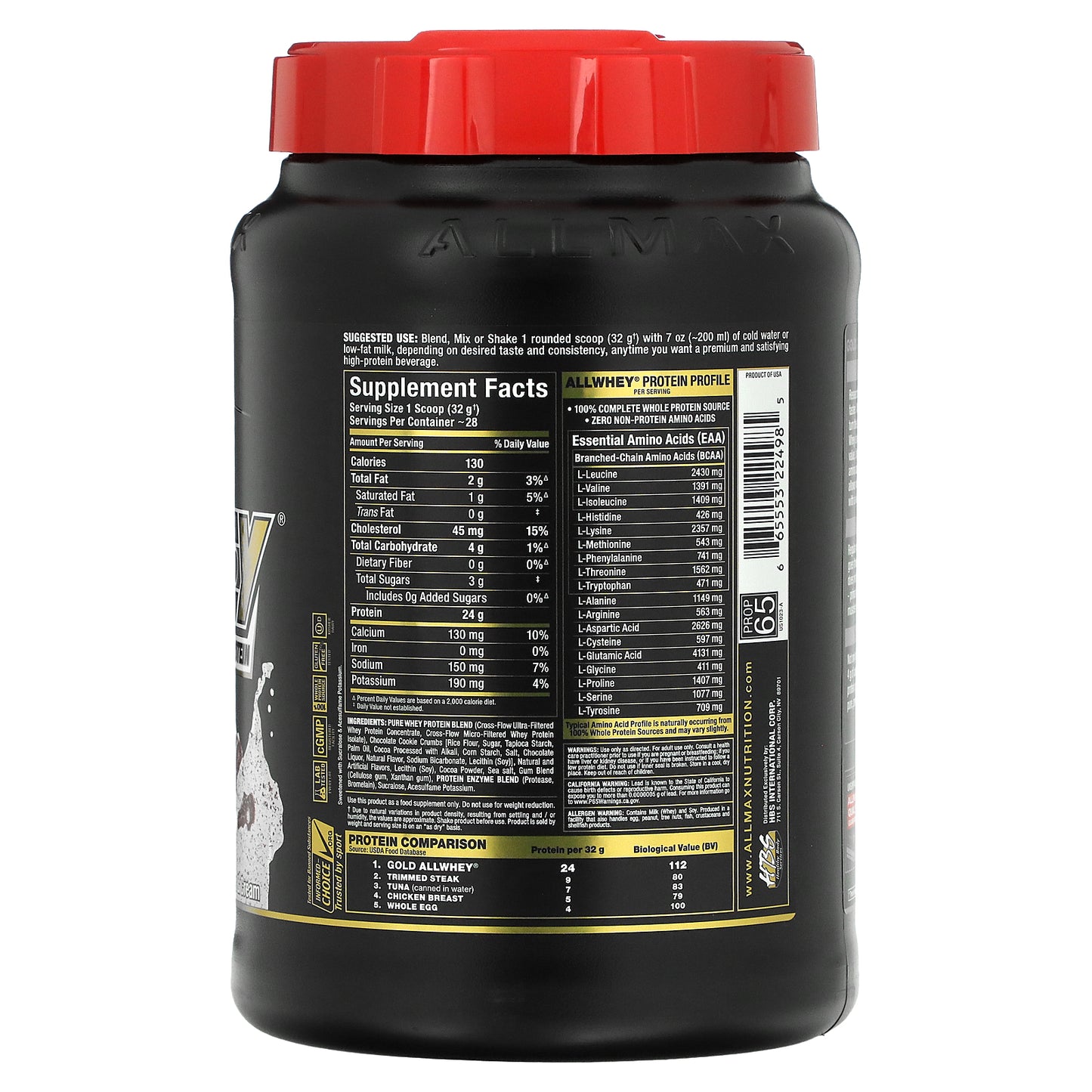 ALLMAX, GOLD ALLWHEY®, Premium Whey Protein, Cookies & Cream, 32 oz (907 g)