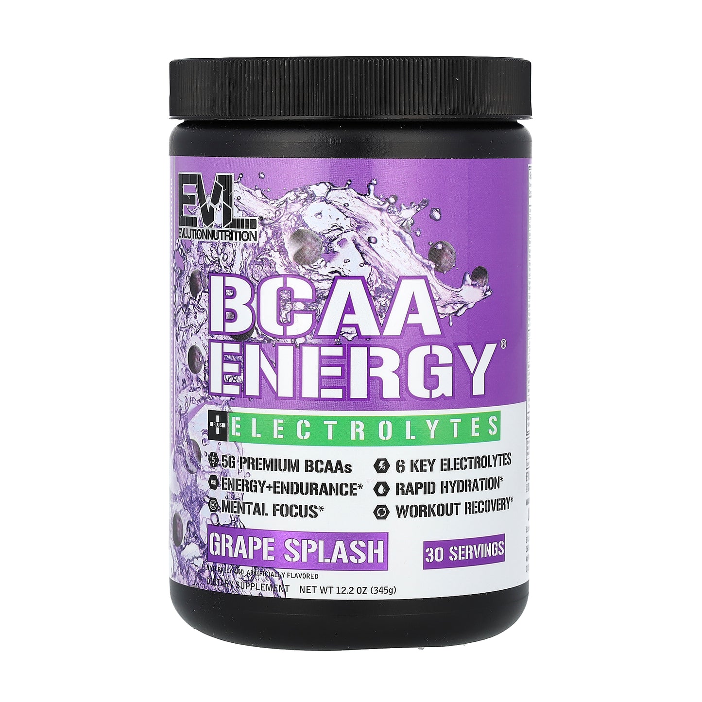 EVLution Nutrition, BCAA Energy Plus Electrolytes, Grape Splash, 12.2 oz (345 g)