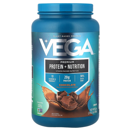 Vega, Plant-Based Protein, Premium Protein + Nutrition, Chocolate , 2 lb 6.2 oz (1.08 kg)