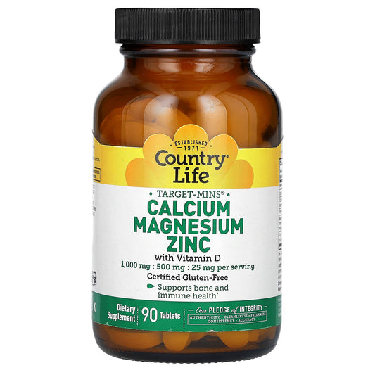 Country Life, Calcium Magnesium Zinc with Vitamin D, 90 Tablets