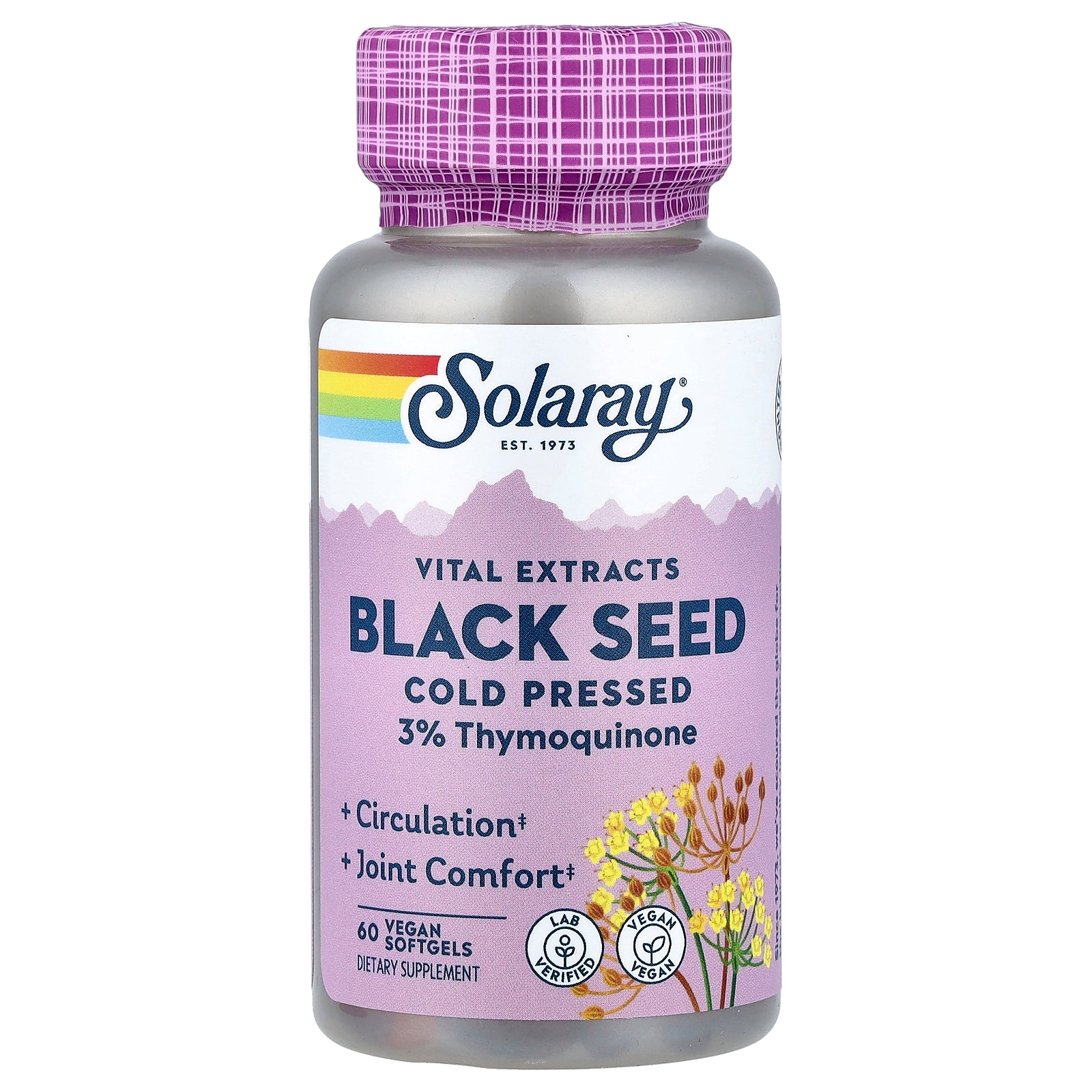 Solaray,  Vital Extracts, Black Seed, Cold Pressed, 60 Vegan Softgels (500 mg per Softgel)