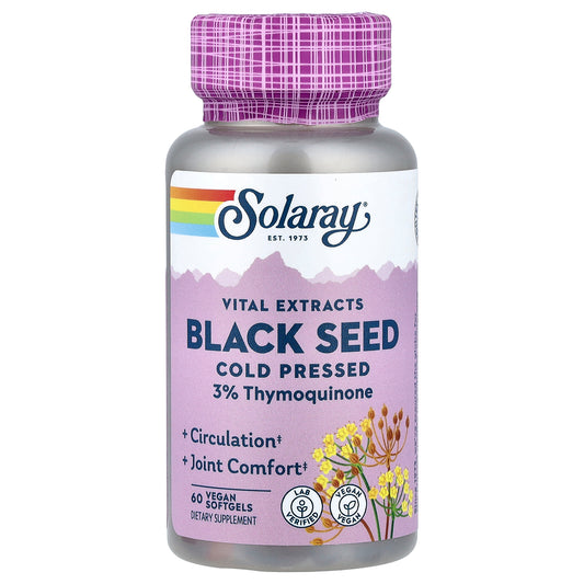 Solaray,  Vital Extracts, Black Seed, Cold Pressed, 60 Vegan Softgels (500 mg per Softgel)