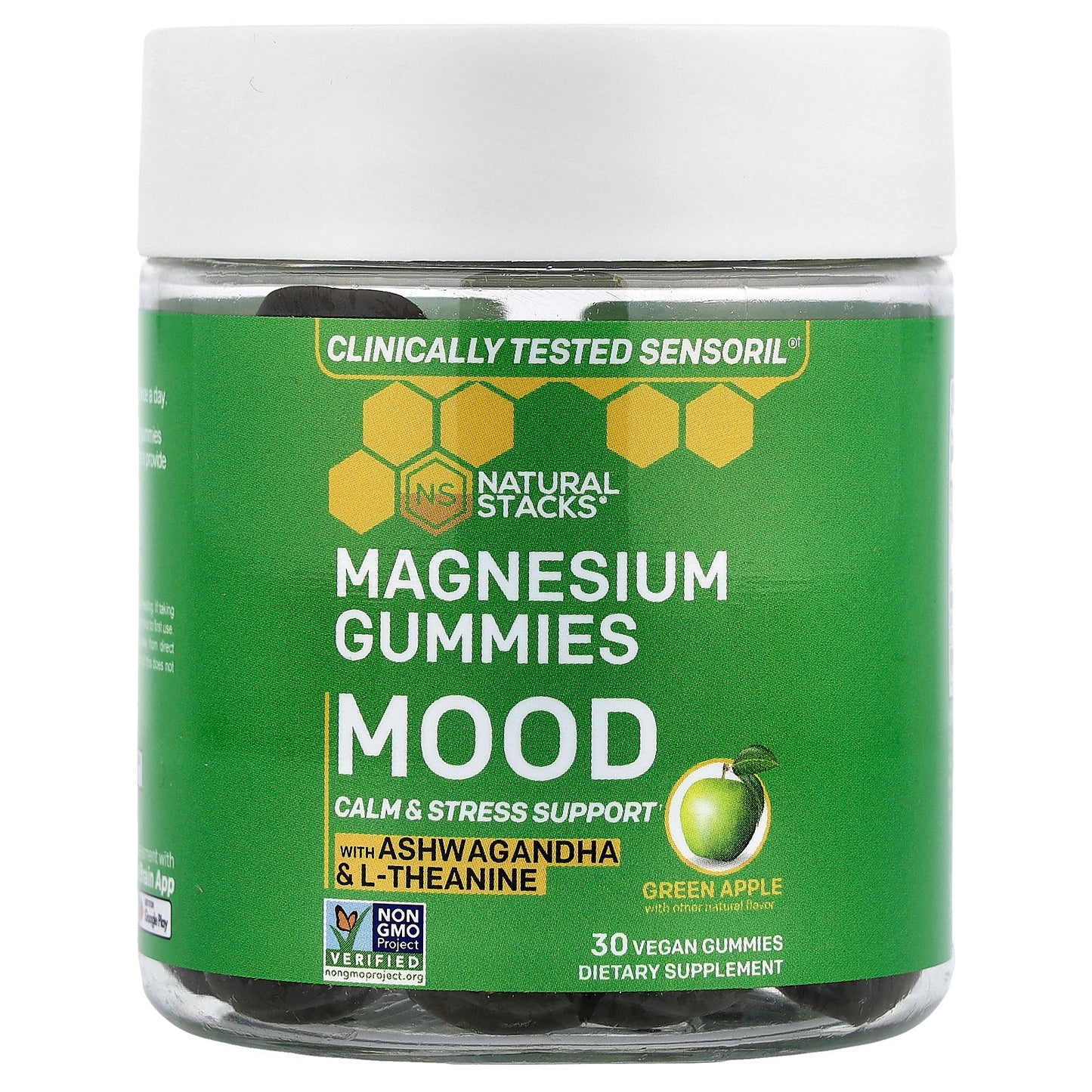 Natural Stacks, Magnesium Gummies, Mood, Green Apple, 30 Vegan Gummies