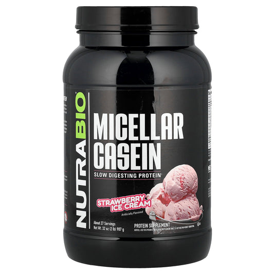 NutraBio, Micellar Casein, Strawberry Ice Cream, 2 lb (907 g)