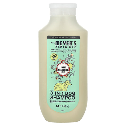 Mrs. Meyers Clean Day, 3-In-1 Dog Shampoo, Sweet Chamomile, 14 fl oz (414 ml)