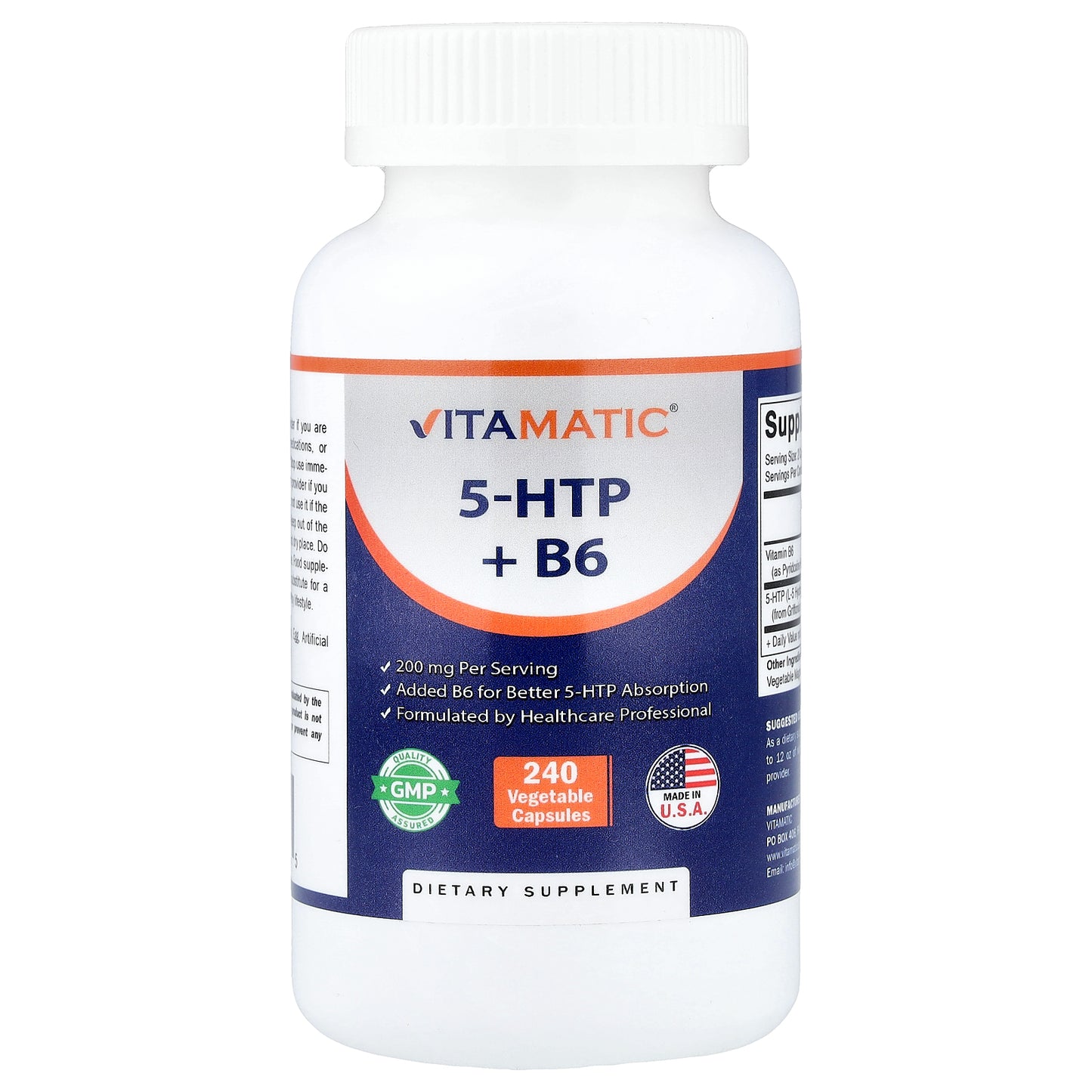 Vitamatic, 5-HTP + B6, 240 Vegetable Capsules