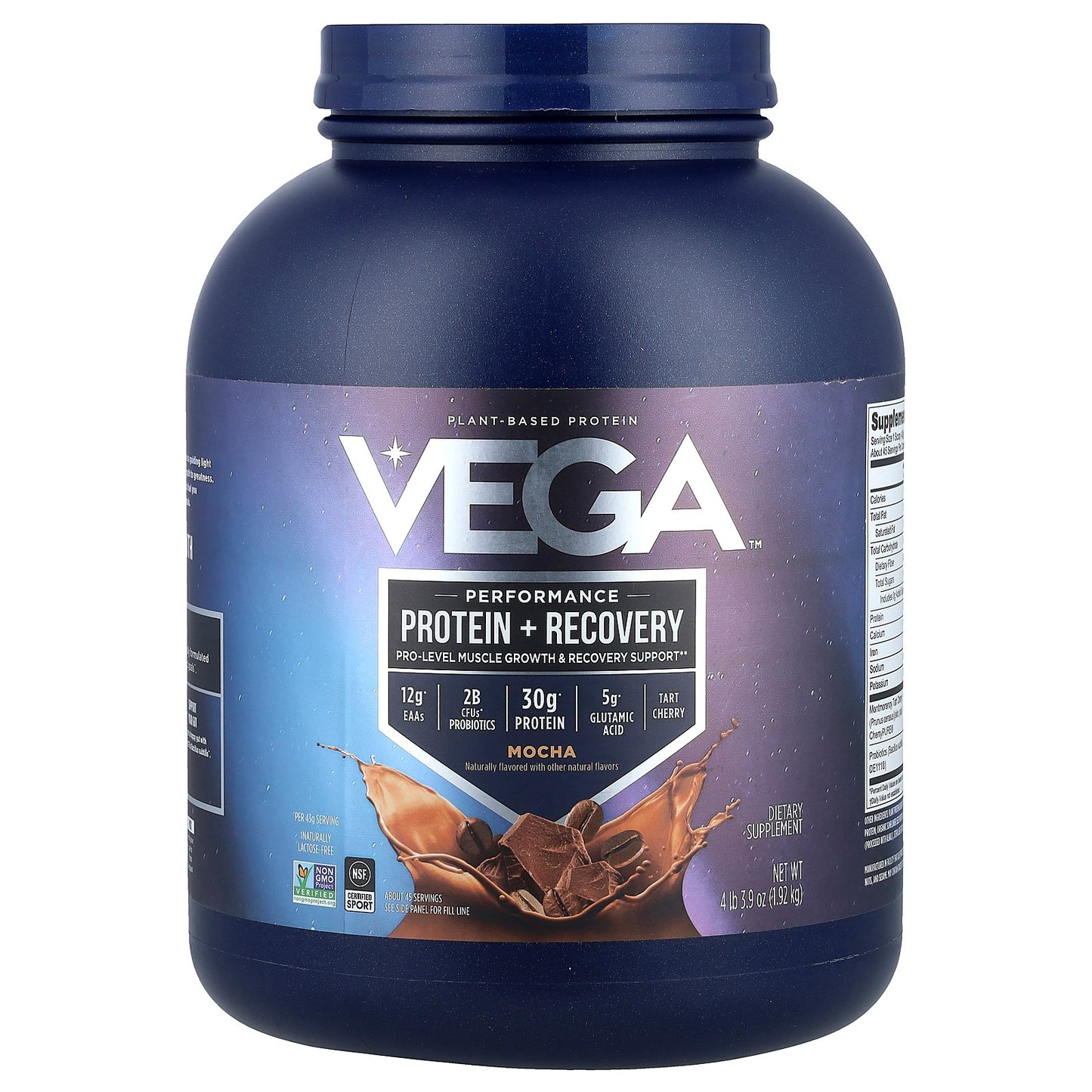 Vega, Plant-Based Protein, Performance Protein + Recovery, Mocha, 4 lb 3.9 oz (1.92 kg)