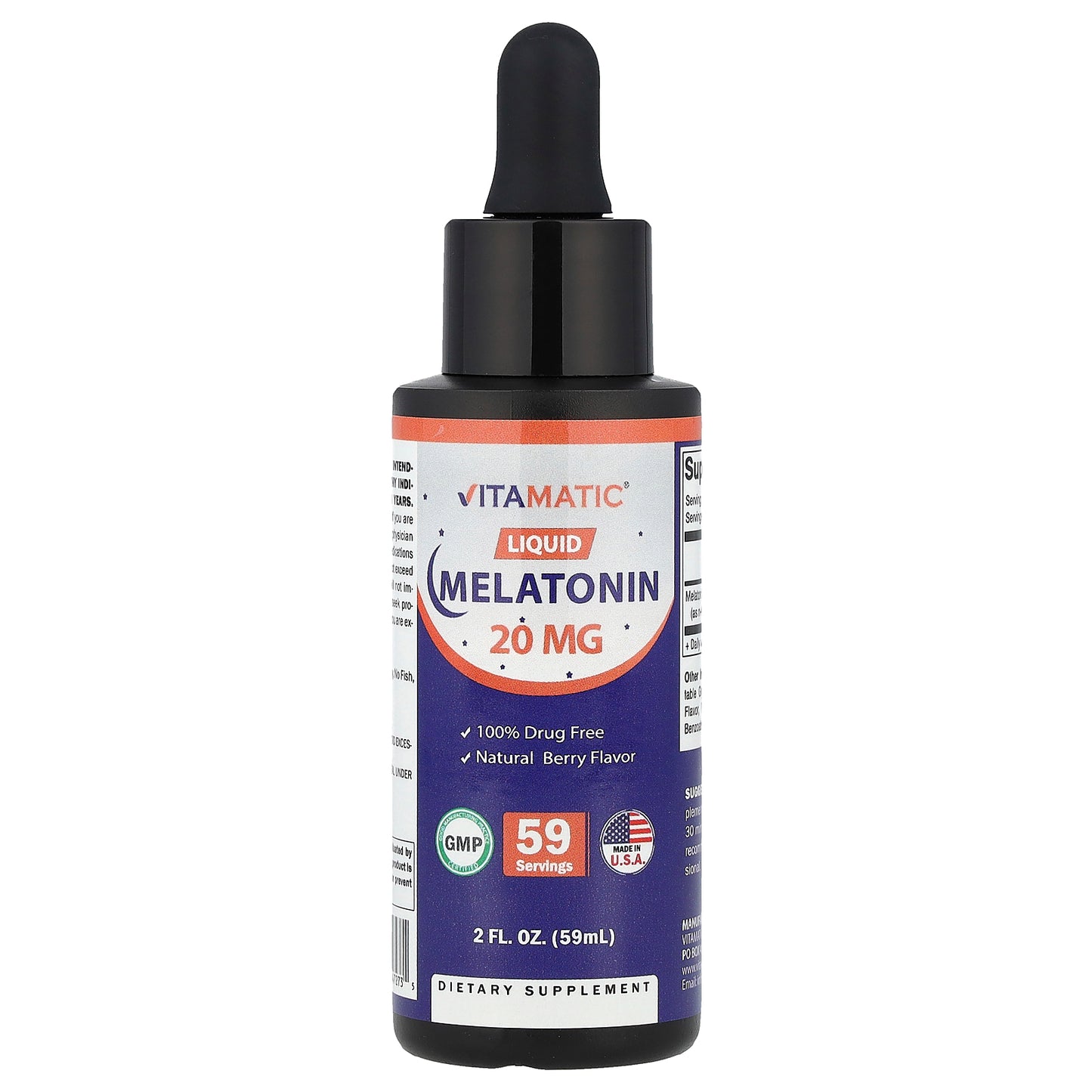 Vitamatic, Liquid Melatonin, Natural Berry, 20 mg, 2 fl oz (59 ml)