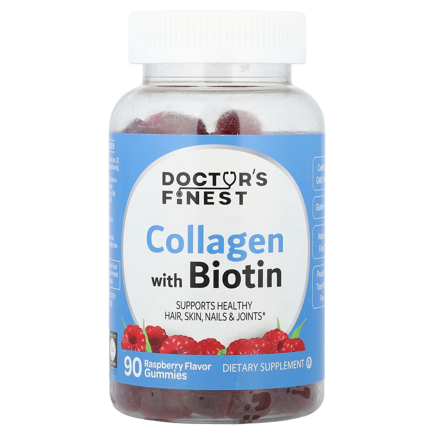 Doctor's Finest, Collagen With Biotin Gummies, Raspberry, 90 Gummies