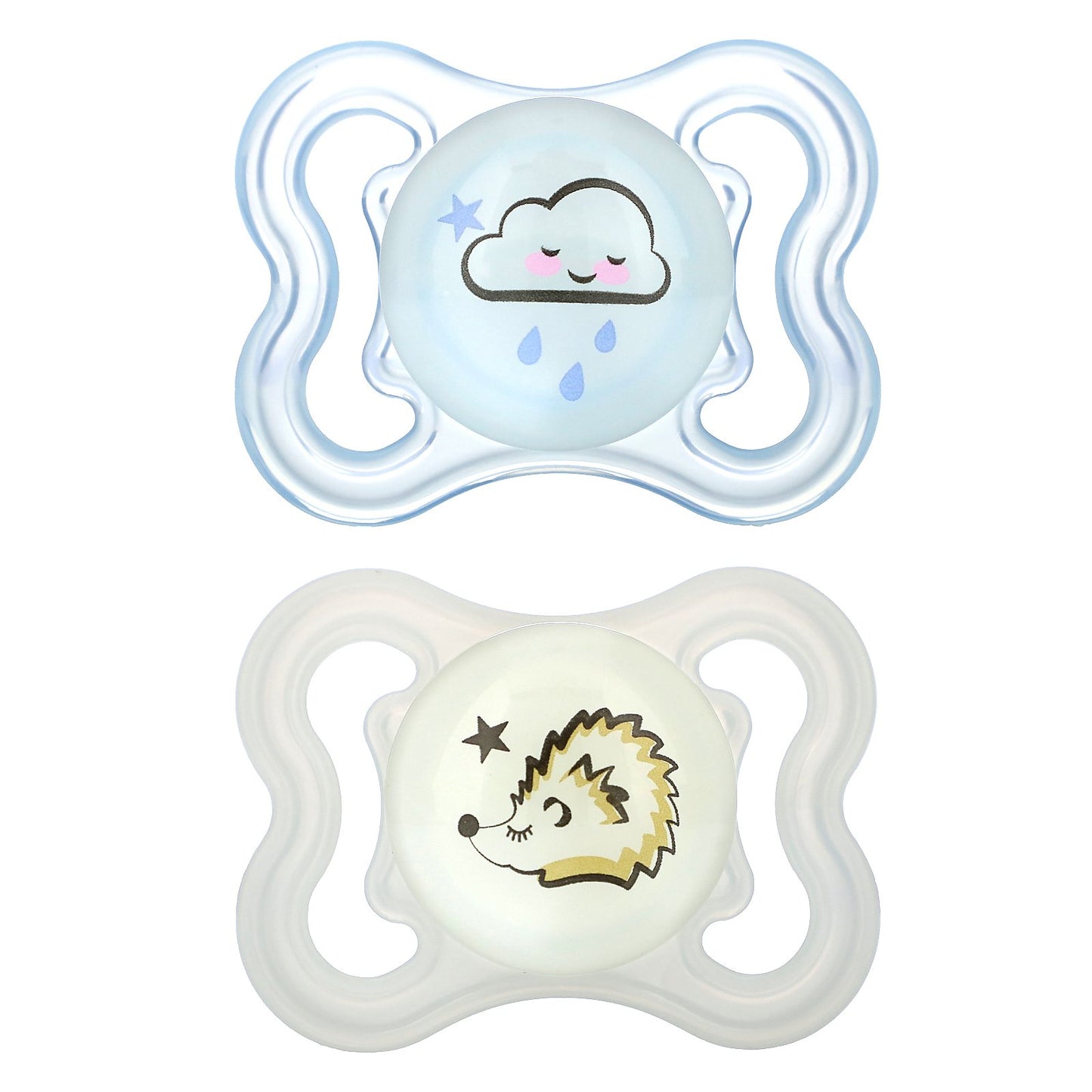 MAM, Supreme Night Pacifier, 0-6 Months, Blue/Clear, 2 Count