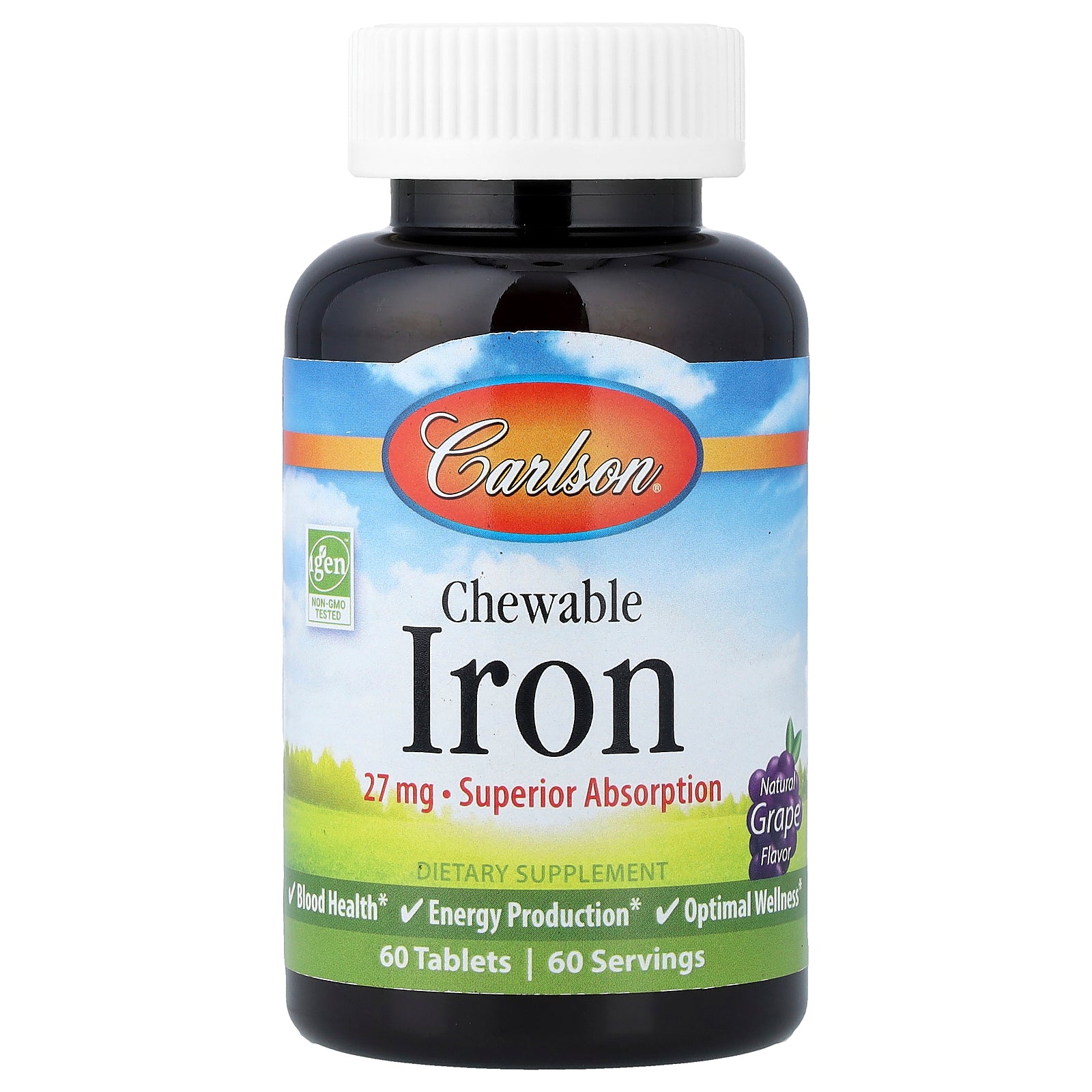 Carlson, Chewable Iron, Natural Grape, 27 mg, 60 Tablets
