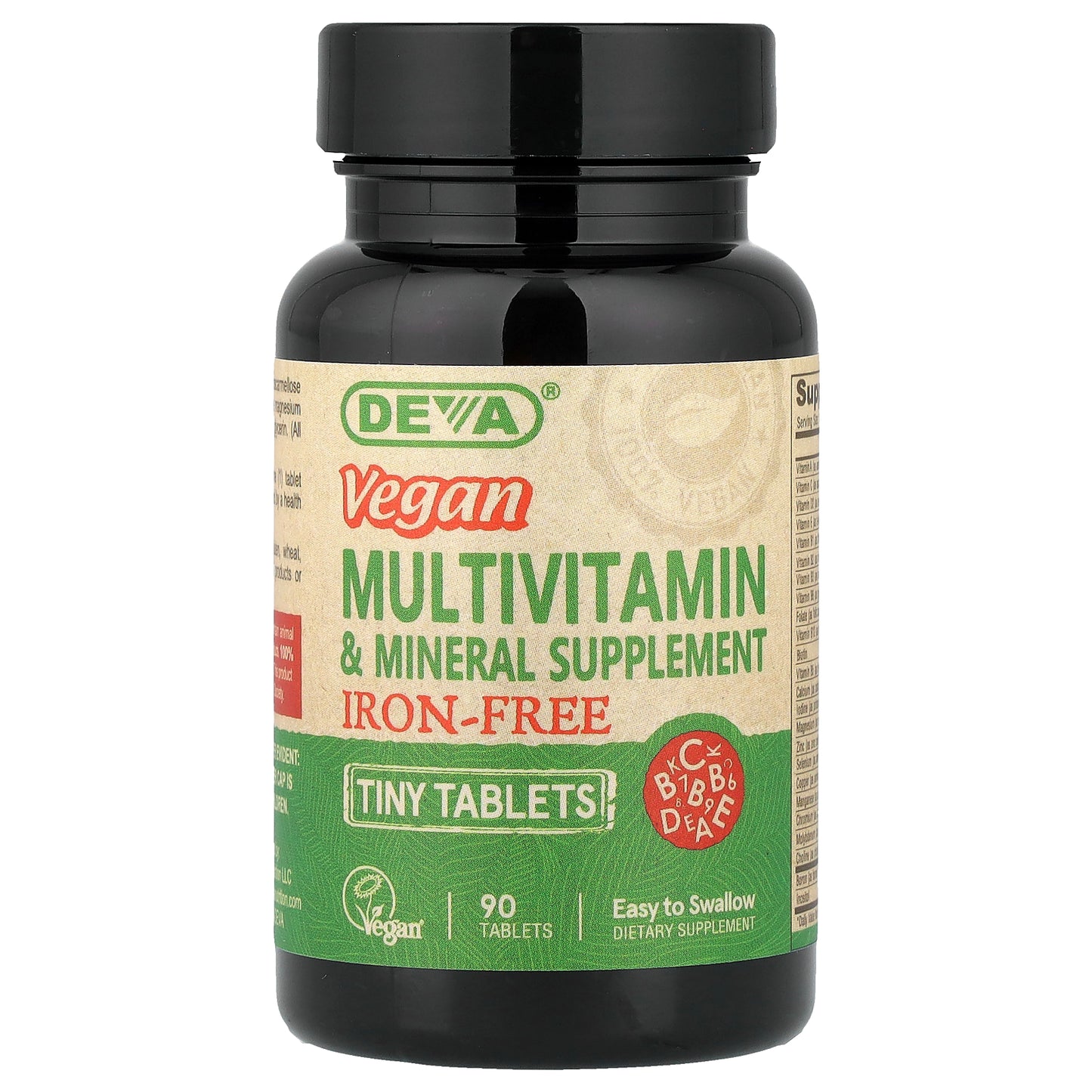 Deva, Vegan Multivitamin & Mineral Supplement, Iron-Free, 90 Tablets